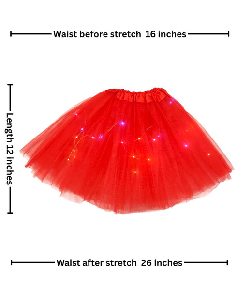 BookMyCostume Red LED Light Skirt with Matching Sequin Top for Girls (4–7 Years) – Multicolor Light-Up Tutu Dress Set with Built-in Battery | Fancy Dress & Dance Costume